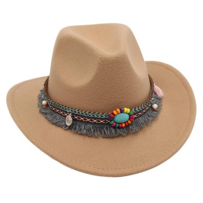 Unisex Western Cowboy Outdoor Felt Hat Sun Hat-Unitsen