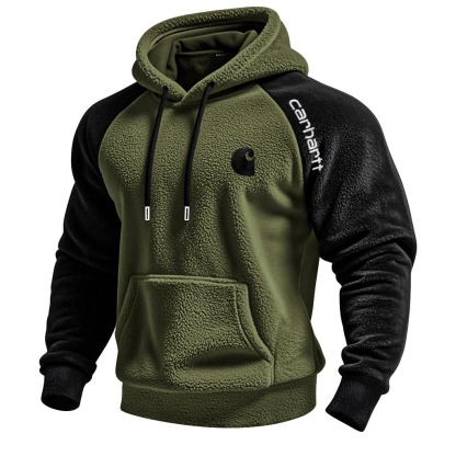 Men's Vintage Western Cowboy Contrast Fleece Hoodie-Unitsen