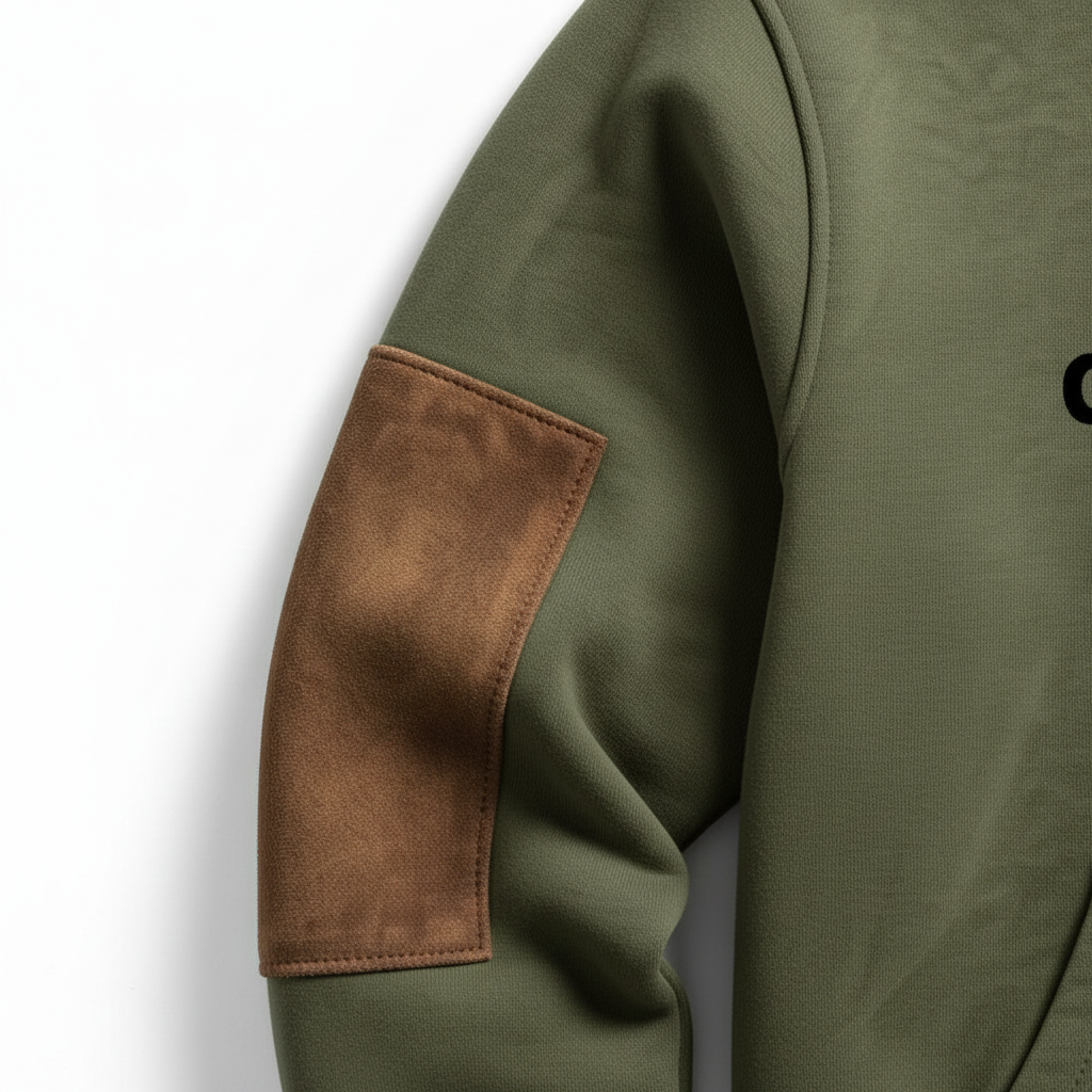 Men's Vintage Army Green Stitching Brown Suede Pocket Hoodie And Sweatpants Jogger Set-Unitsen