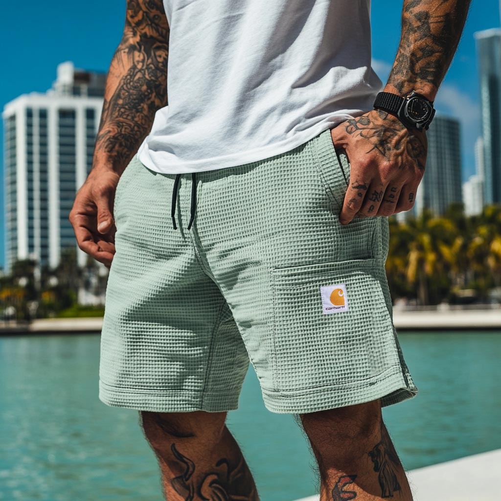 Men's Vintage Waffle Knit Surf Shorts-Unitsen