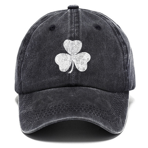 St. Patrick's Day Lucky You Shamrock Washed Cotton Sun Hat Vintage Outdoor Casual Cap-Unitsen