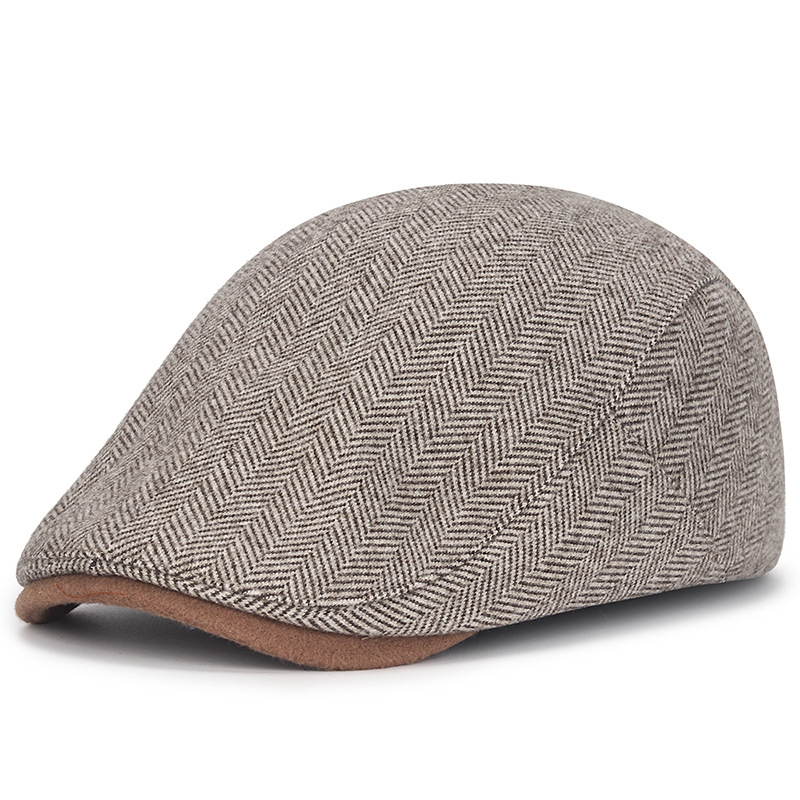 Herringbone Casual Warm Peaked Cap British Retro Progressive Hat-Unitsen
