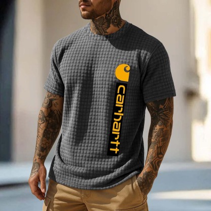 Carhartt Men's Vintage Quilted Waffle Surfing Short Sleeve Crew Neck Muscle T-Shirt-Unitsen