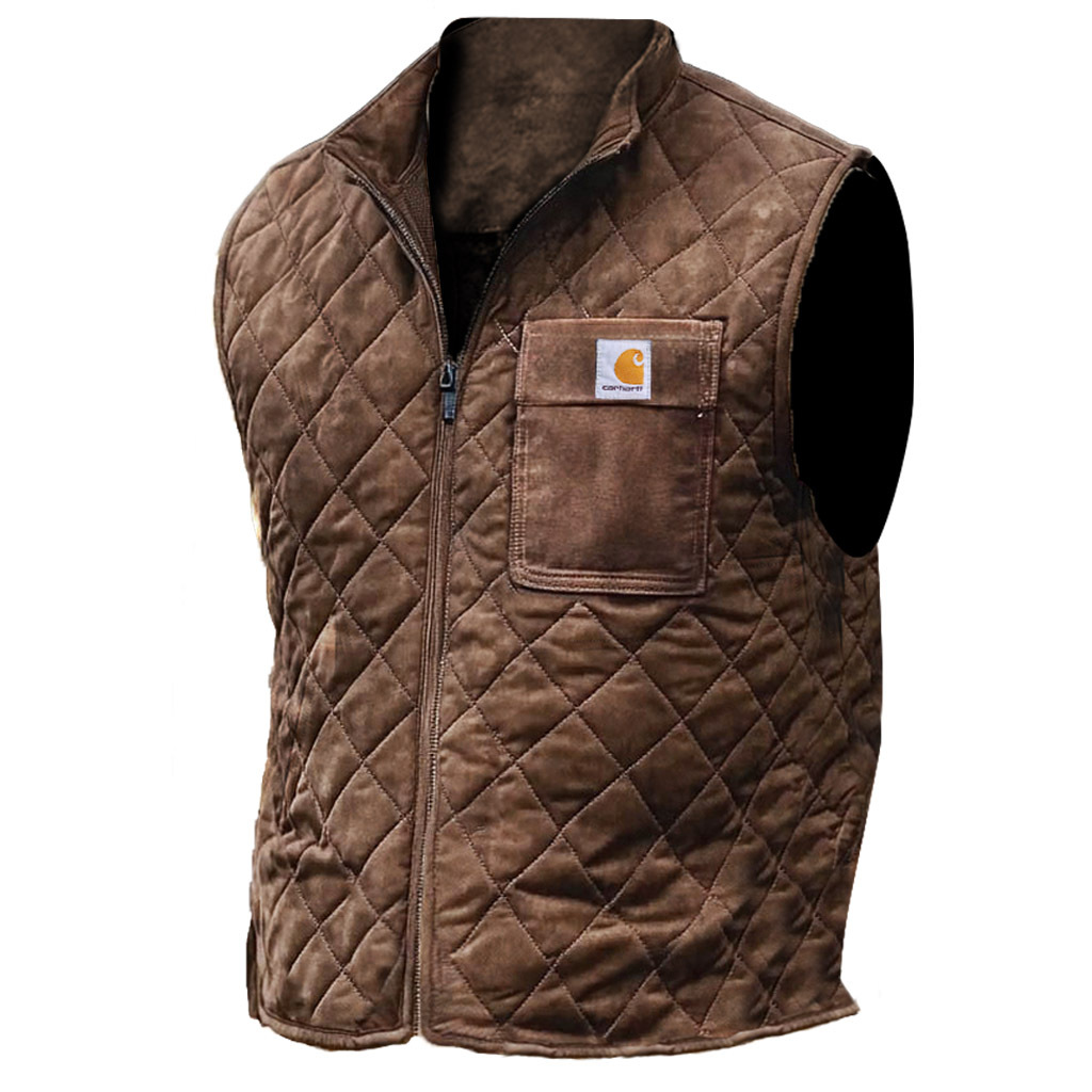 Carhartt Men's Vintage Suede Quilted Zip Vest Jacket-Unitsen