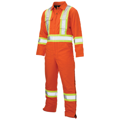 Men's Orange Work Tough Duck Insulated Safety Long-Sleeve Coverall