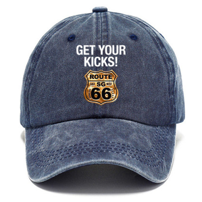 Washed Cotton Sun Hat Vintage Get Your Kicks Route 66 Outdoor Casual Cap Khaki Navy Black Gray Grass Green-Unitsen