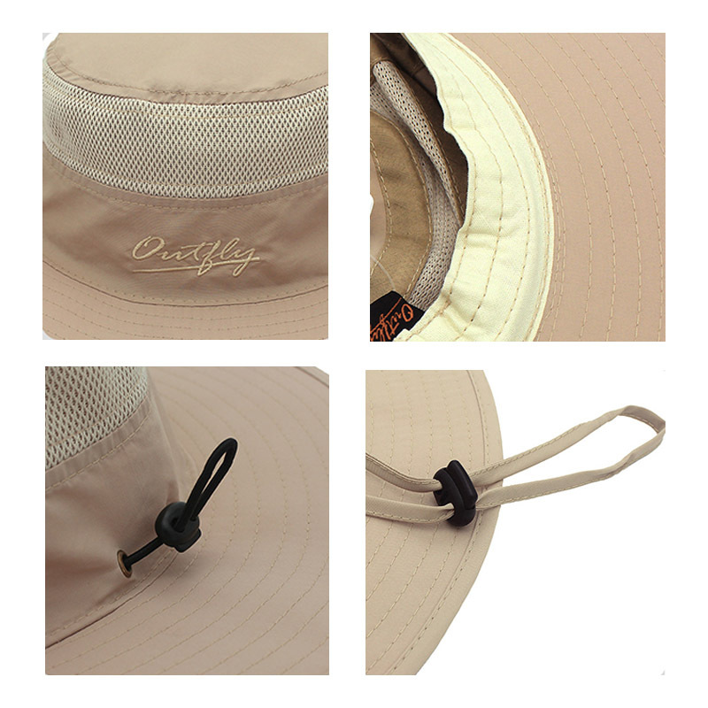 Wide Brim Sun Hat Mesh Bucket Hat Lightweight Bonnie Hat With Adjustable Chin Strap UV Protection Beach Hat-Unitsen