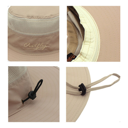 Wide Brim Sun Hat Mesh Bucket Hat Lightweight Bonnie Hat With Adjustable Chin Strap UV Protection Beach Hat-Unitsen