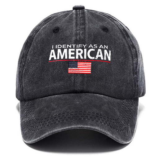 Unisex I Identify As An American Flag 4th Of July Washed Cotton Sun Hat Vintage Print Casual Cap-Unitsen