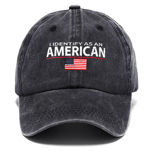 Unisex I Identify As An American Flag 4th Of July Washed Cotton Sun Hat Vintage Print Casual Cap-Unitsen