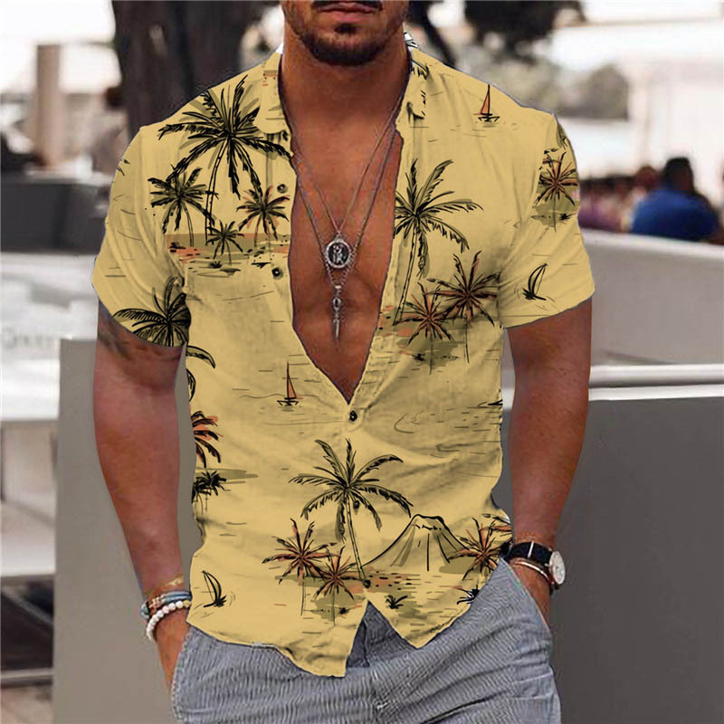 Men's Hawaii Coconut Casual Beach Shirt-Unitsen