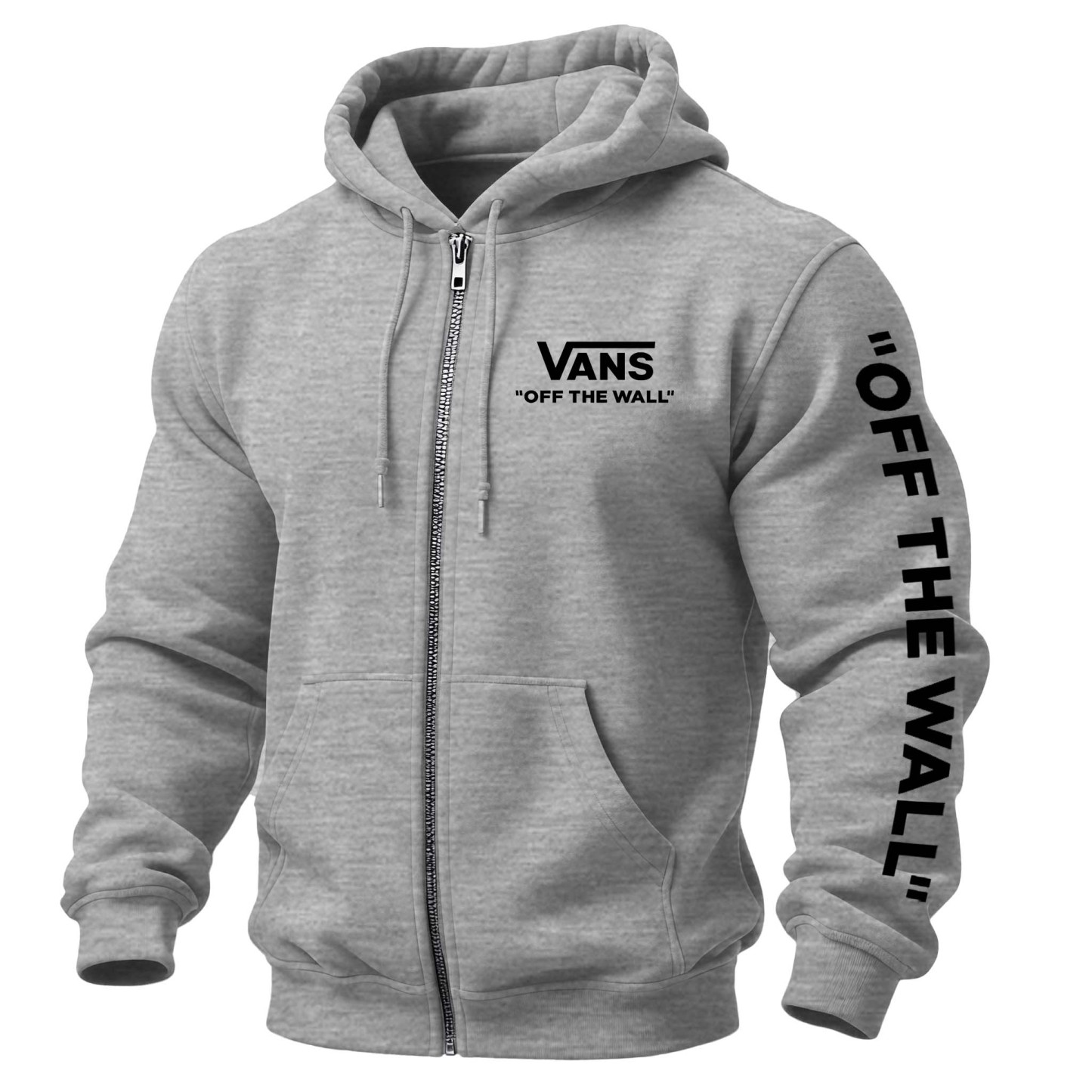 Men's Vintage Off The Wall Print Pocket Full-Zip Long Sleeve Hoodie Jacket-Unitsen