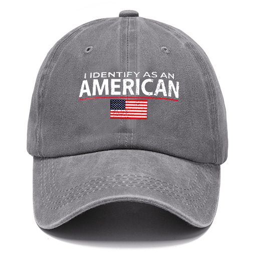 Unisex I Identify As An American Flag 4th Of July Washed Cotton Sun Hat Vintage Print Casual Cap-Unitsen