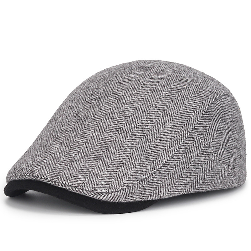 Herringbone Casual Warm Peaked Cap British Retro Progressive Hat-Unitsen