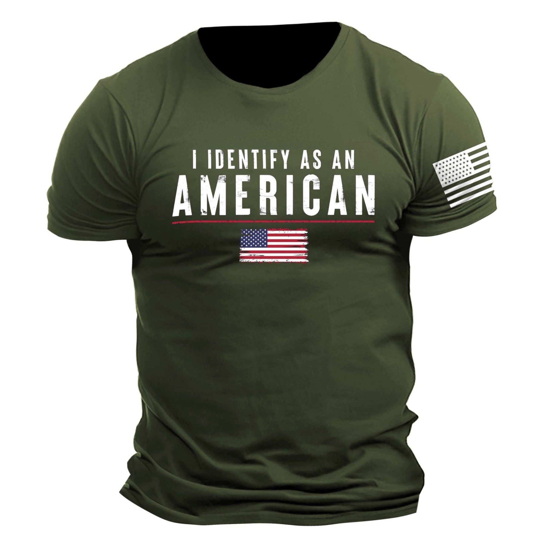 Men's Vintage I Identify As An American Patriotic Print Daily Short Sleeve Crew Neck T-Shirt-Unitsen