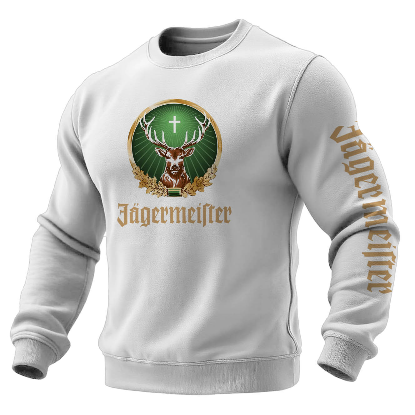 Men's Vintage Deer Letter Print Pocket Long Sleeve Crewneck Sweatshirt-Unitsen