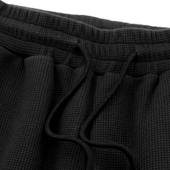 Men's Vintage Waffle Knit Multi-Pocket Casual Surf Elastic Drawstring Cargo Shorts-Unitsen