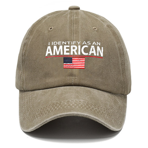Unisex I Identify As An American Flag 4th Of July Washed Cotton Sun Hat Vintage Print Casual Cap-Unitsen