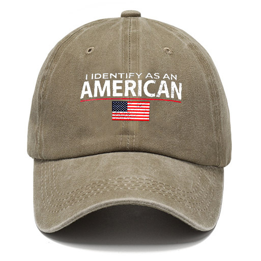 Unisex I Identify As An American Flag 4th Of July Washed Cotton Sun Hat Vintage Print Casual Cap-Unitsen