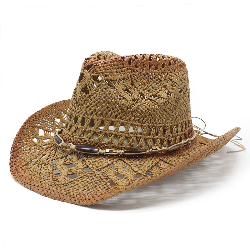 Western Outdoor Beach Retro Cowboy Straw Hat-Unitsen