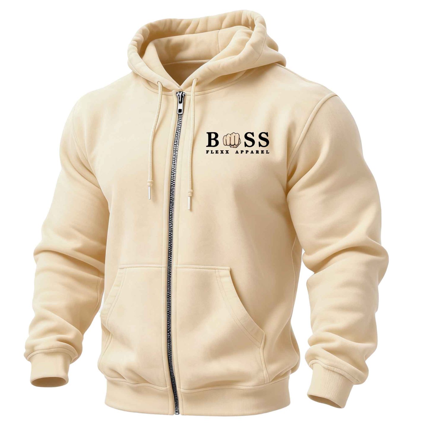 Men's Vintage Logo Print Pocket Full-Zip Long Sleeve Hoodie Jacket-Unitsen