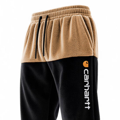 Men's Vintage Embroidery Fleece Contrast Waistband Sweatpants Pants-Unitsen