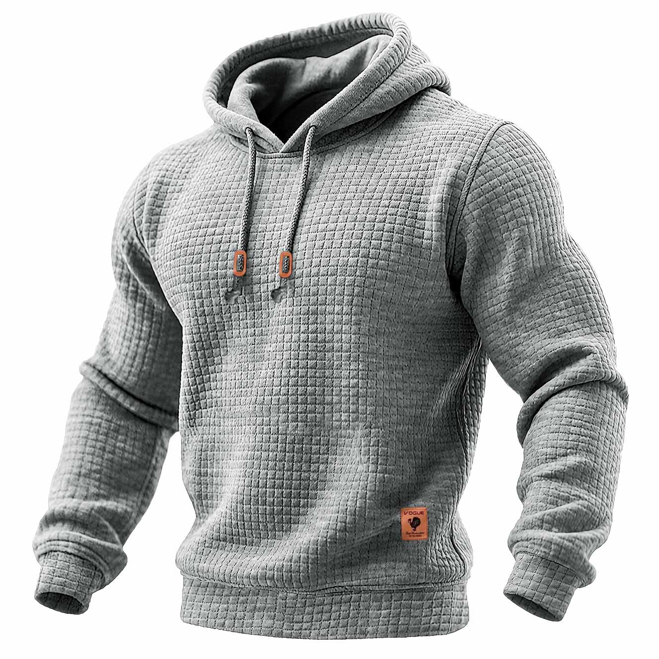 Men's Quilted Waffle Outdoor Sports Solid Color Long Sleeve Daily Tops Hoodie-Unitsen
