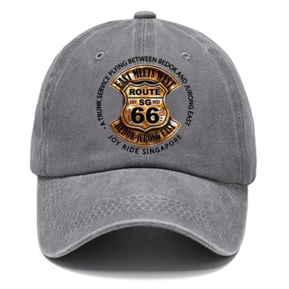 Route 66 Road Trip Print Washed Cotton Sun Hat Vintage Outdoor Casual Cap-Unitsen