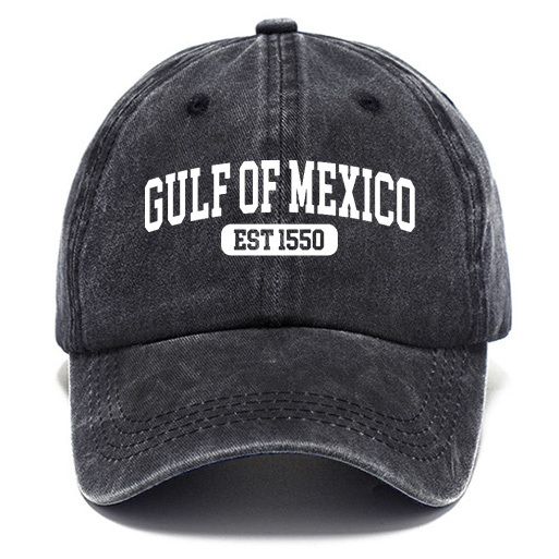 Gulf Of Mexico Est 1550 Unisex Washed Cotton Sun Hat Vintage Print Casual Cap-Unitsen