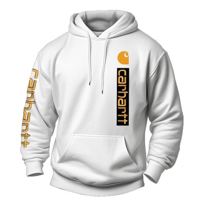 Men's Vintage Letter Print Pocket Long Sleeve Hoodie-Unitsen