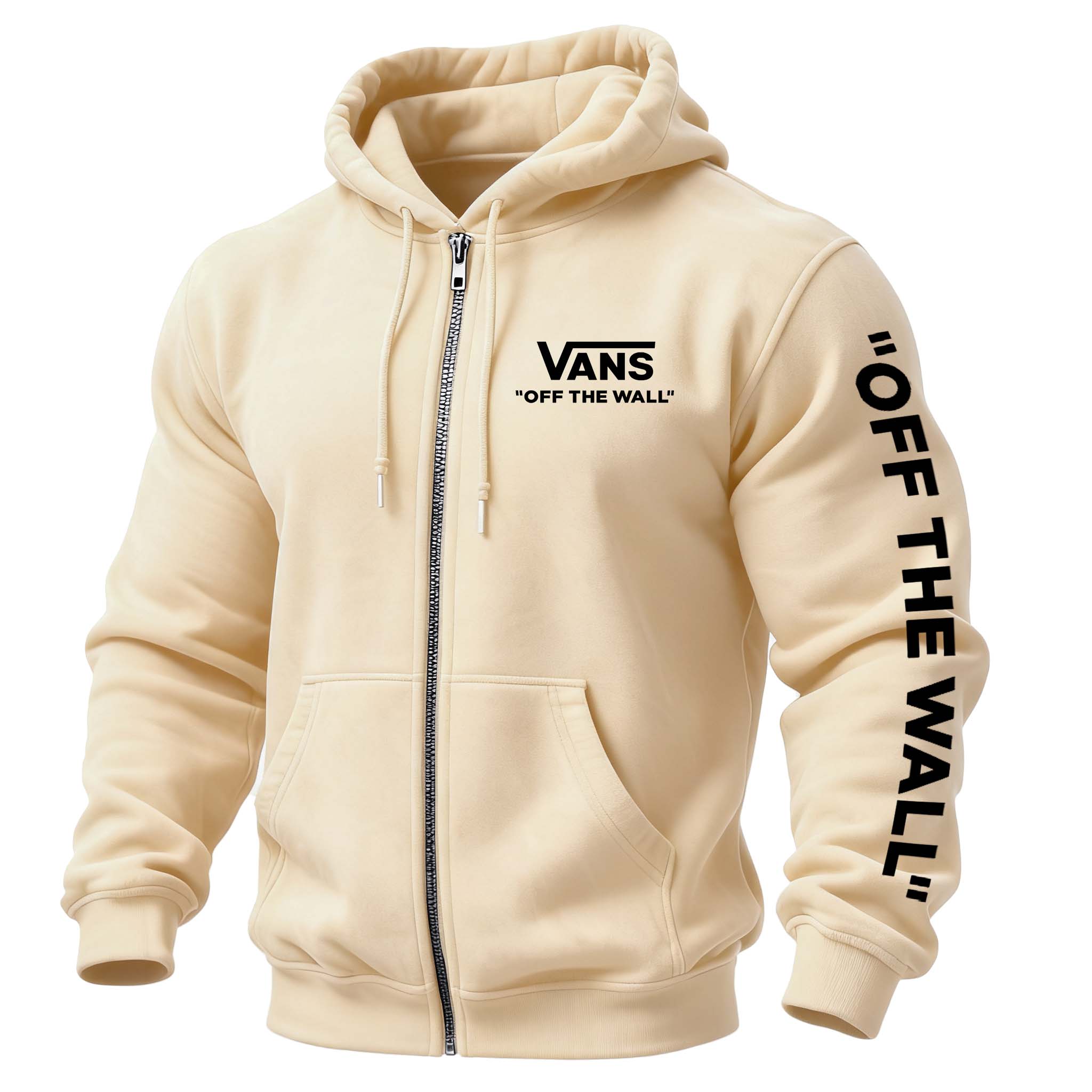 Men's Vintage Off The Wall Print Pocket Full-Zip Long Sleeve Hoodie Jacket-Unitsen