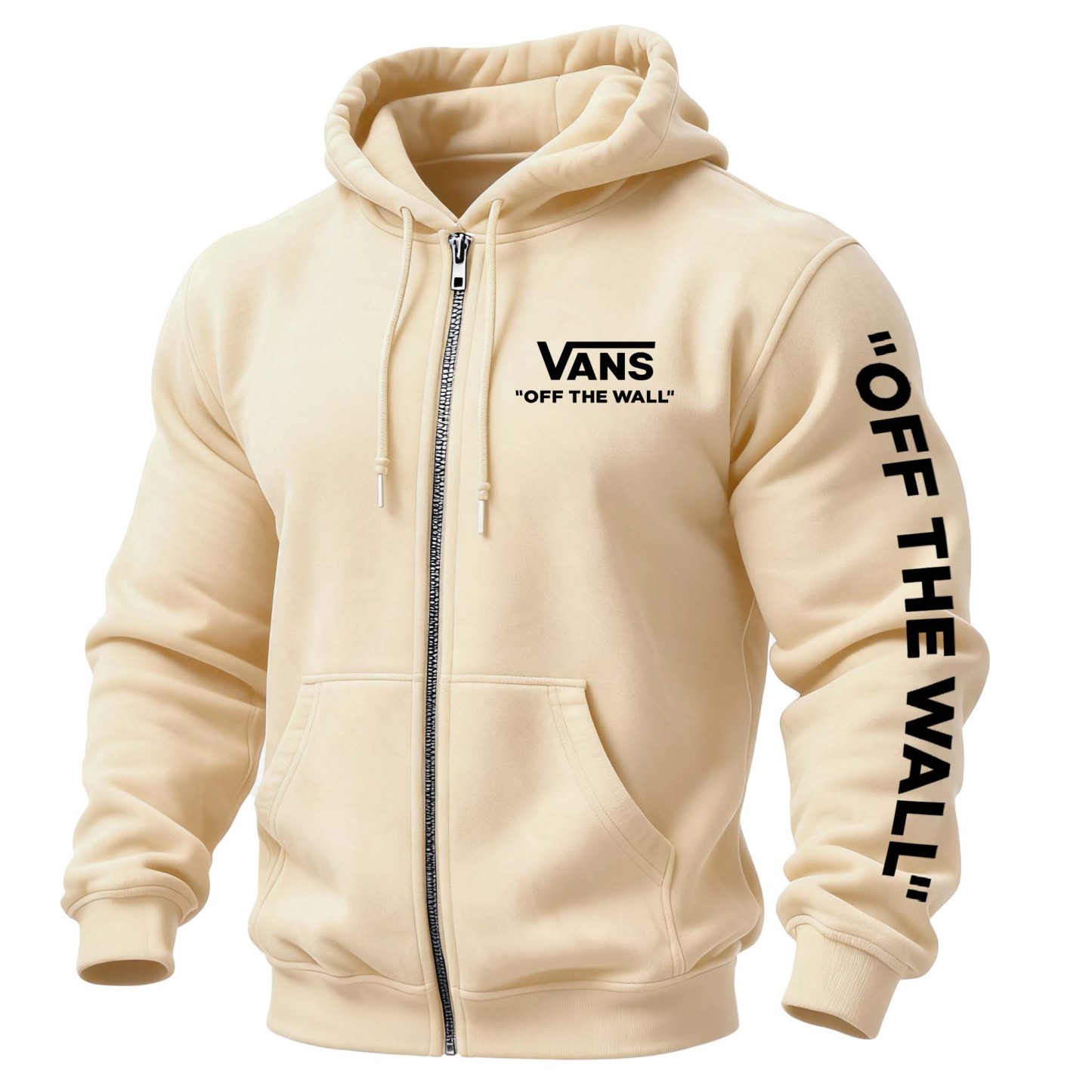 Men's Vintage Off The Wall Print Pocket Full-Zip Long Sleeve Hoodie Jacket-Unitsen