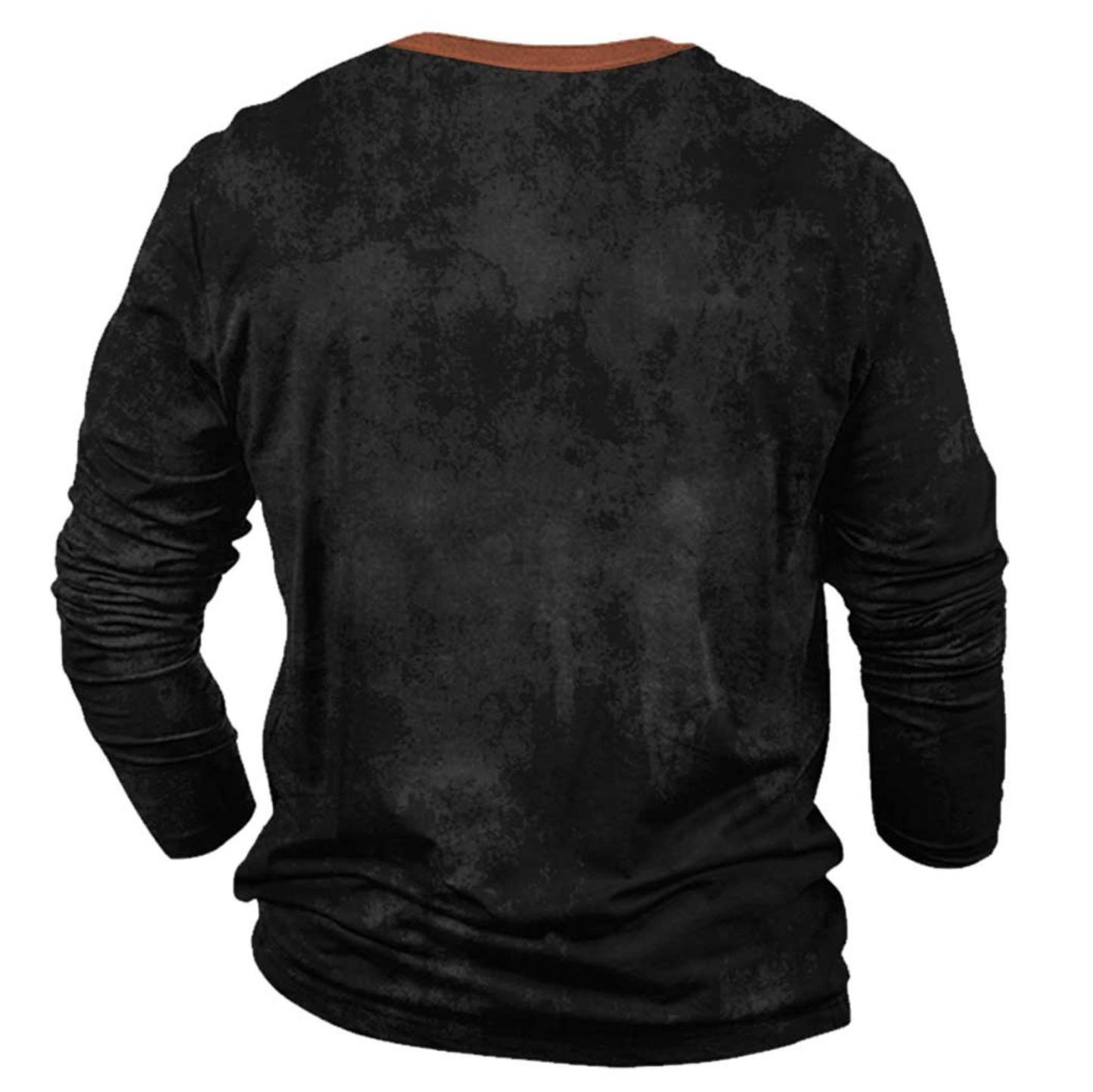 Men's Vintage Route 66 Road Trip Races Long Sleeve Casual Crew Neck T-shirt-Unitsen