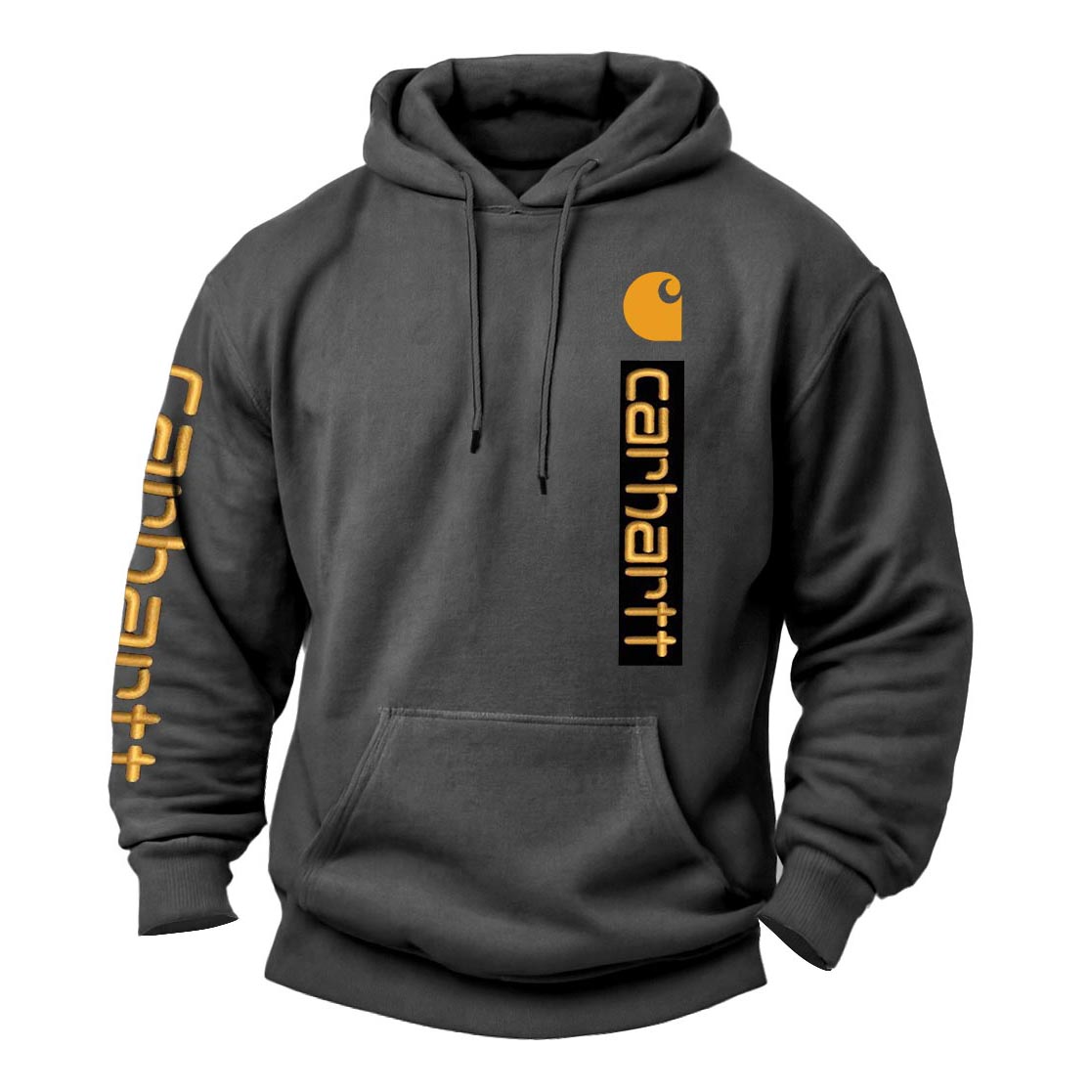 Men's Vintage Letter Print Pocket Long Sleeve Hoodie-Unitsen