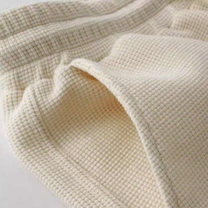 Men's Vintage Waffle Knit Beige Elastic Drawstring Board Surf Shorts-Unitsen