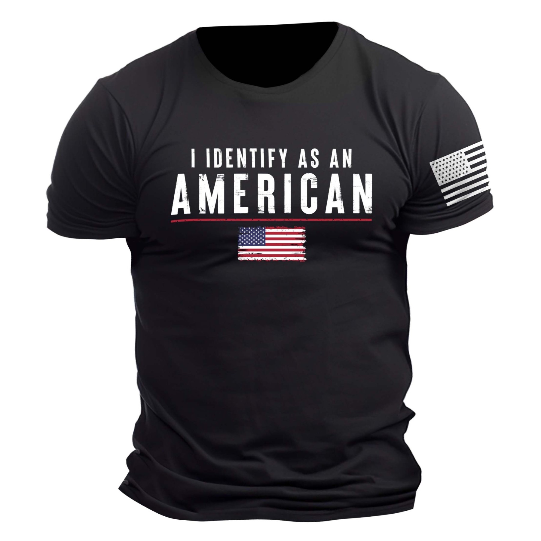 Men's Vintage I Identify As An American Patriotic Print Daily Short Sleeve Crew Neck T-Shirt-Unitsen