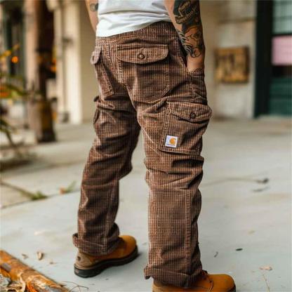 Men's Vintage Waffle Knitted Outdoor Cargo Pants Trousers-Unitsen