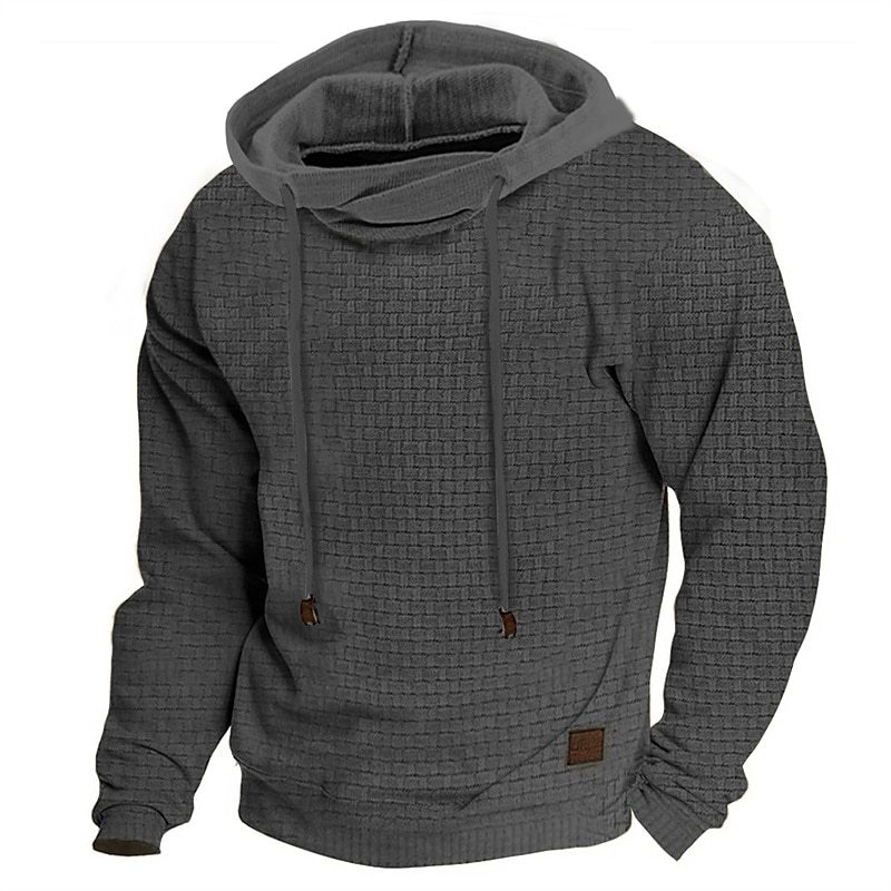 Men's Hoodie Outdoor Sports Solid Color Long Sleeve Daily Tops Apricot-Unitsen