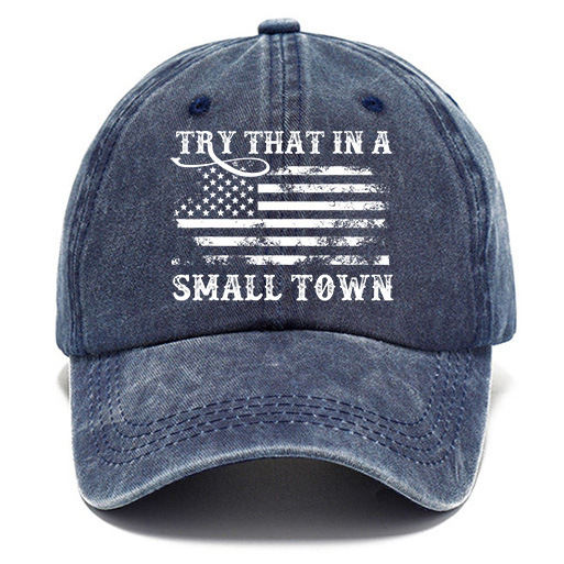 Washed Cotton Sun Hat Vintage Try That In A Small Town Country Music American Flag Outdoor Casual Cap-Unitsen