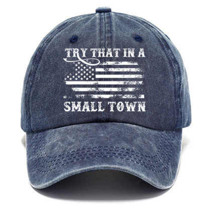 Washed Cotton Sun Hat Vintage Try That In A Small Town Country Music American Flag Outdoor Casual Cap-Unitsen