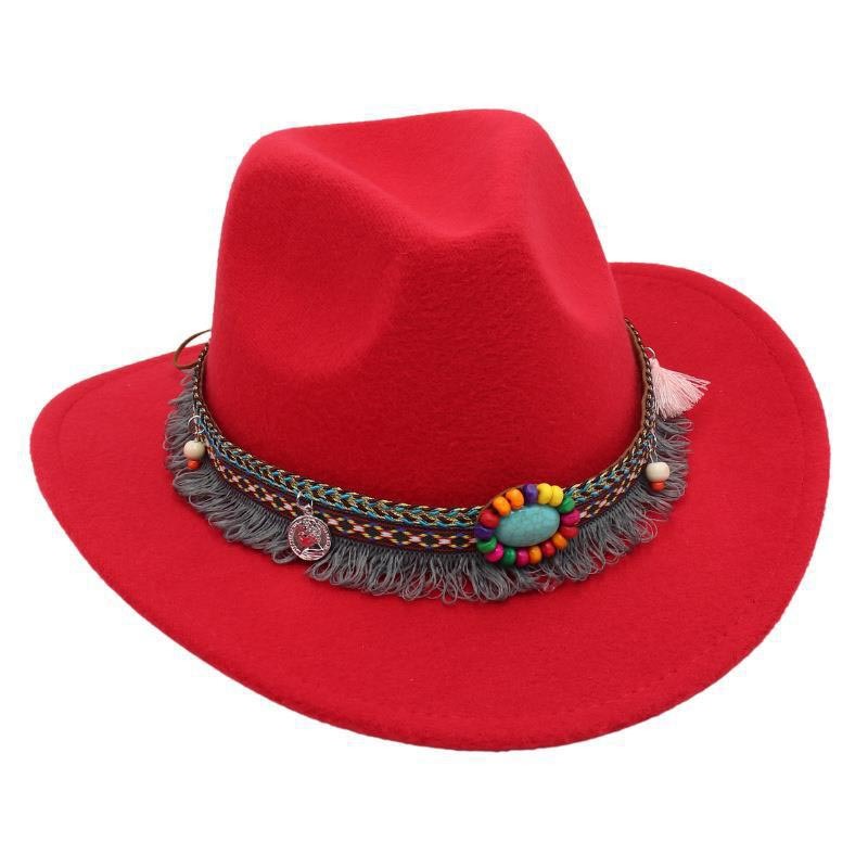 Unisex Western Cowboy Outdoor Felt Hat Sun Hat-Unitsen