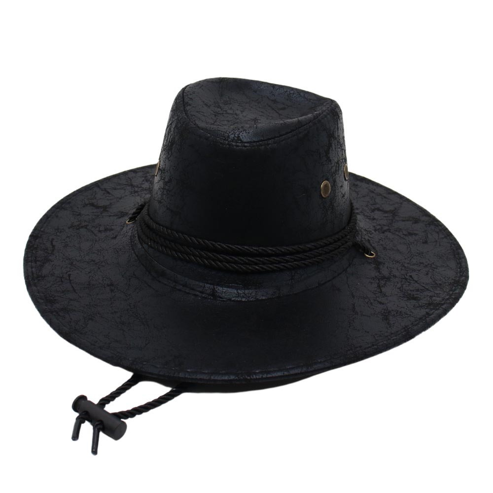 Unisex Western Cowboy Outdoor Visor Leather Hat-Unitsen