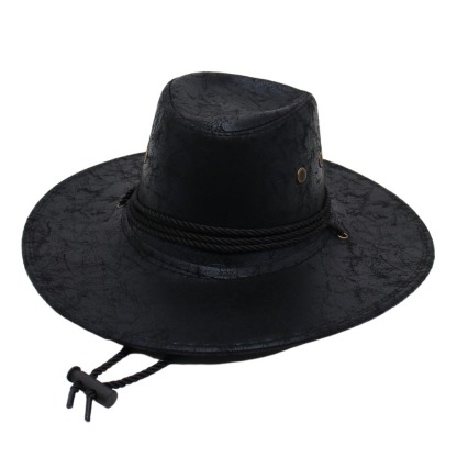 Unisex Western Cowboy Outdoor Visor Leather Hat-Unitsen