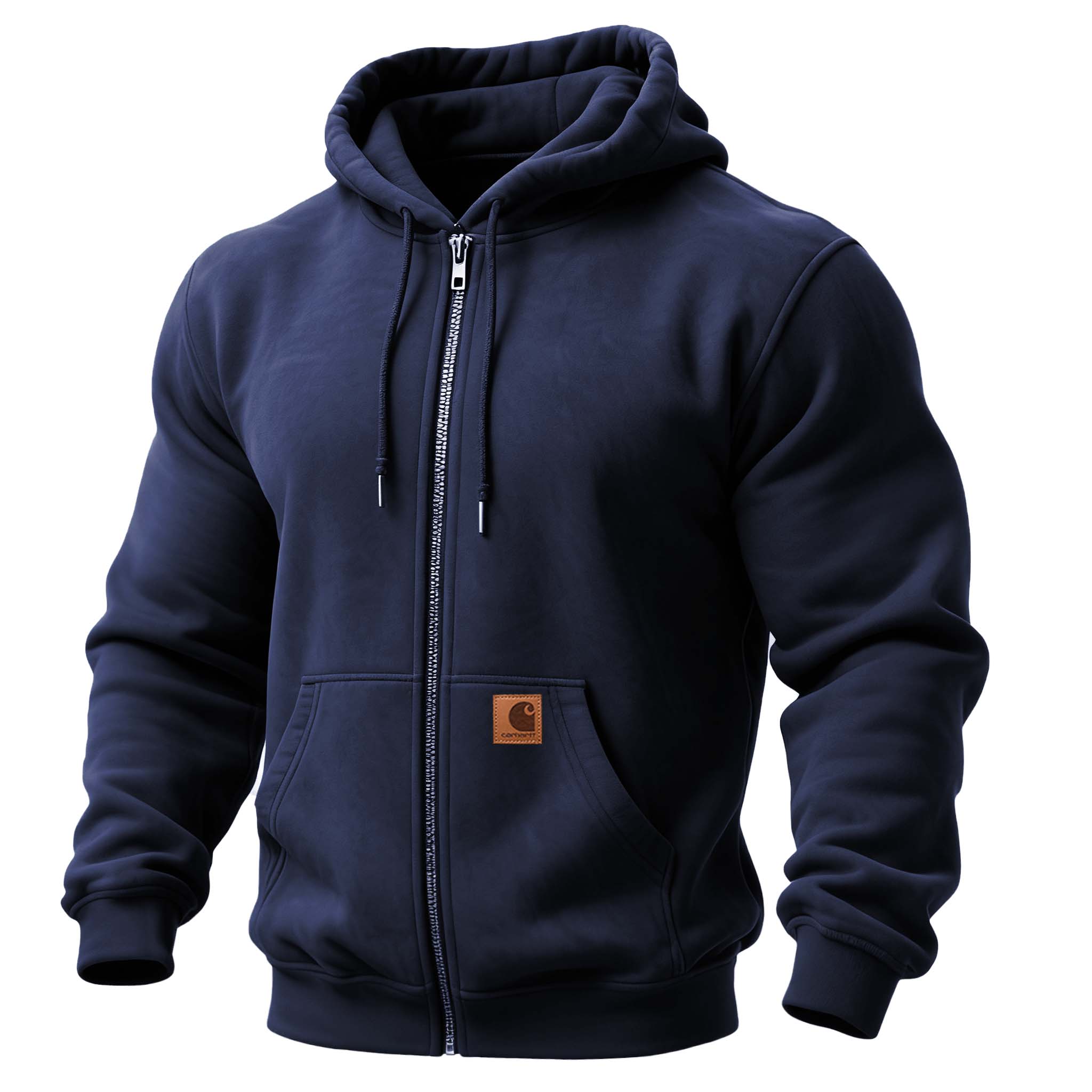 Men's Vintage Pocket Full-Zip Long Sleeve Hoodie-Unitsen