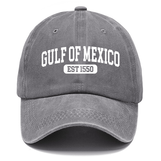 Gulf Of Mexico Est 1550 Unisex Washed Cotton Sun Hat Vintage Print Casual Cap-Unitsen