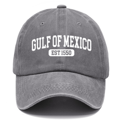 Gulf Of Mexico Est 1550 Unisex Washed Cotton Sun Hat Vintage Print Casual Cap-Unitsen