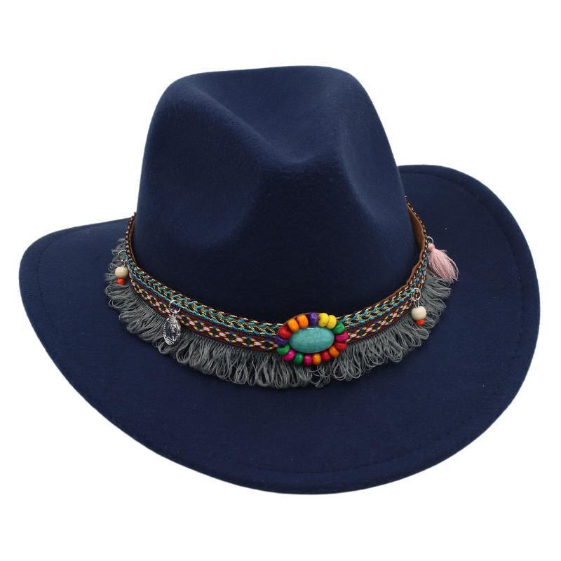 Unisex Western Cowboy Outdoor Felt Hat Sun Hat-Unitsen