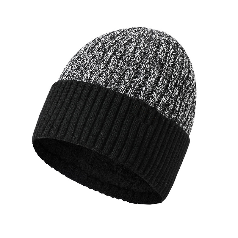 Men's Double Layer Woolen Hat Plus Fleece Warm Knitted Hat-Unitsen