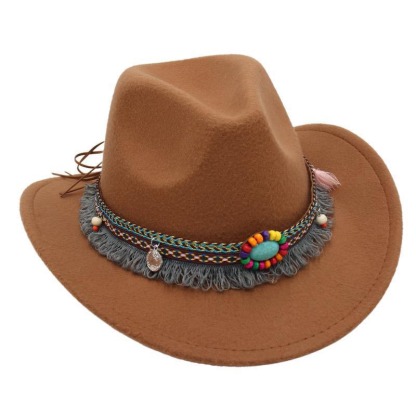 Unisex Western Cowboy Outdoor Felt Hat Sun Hat-Unitsen
