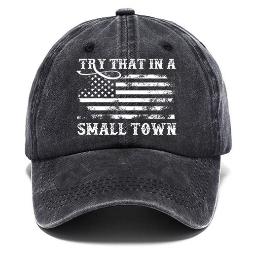 Washed Cotton Sun Hat Vintage Try That In A Small Town Country Music American Flag Outdoor Casual Cap-Unitsen